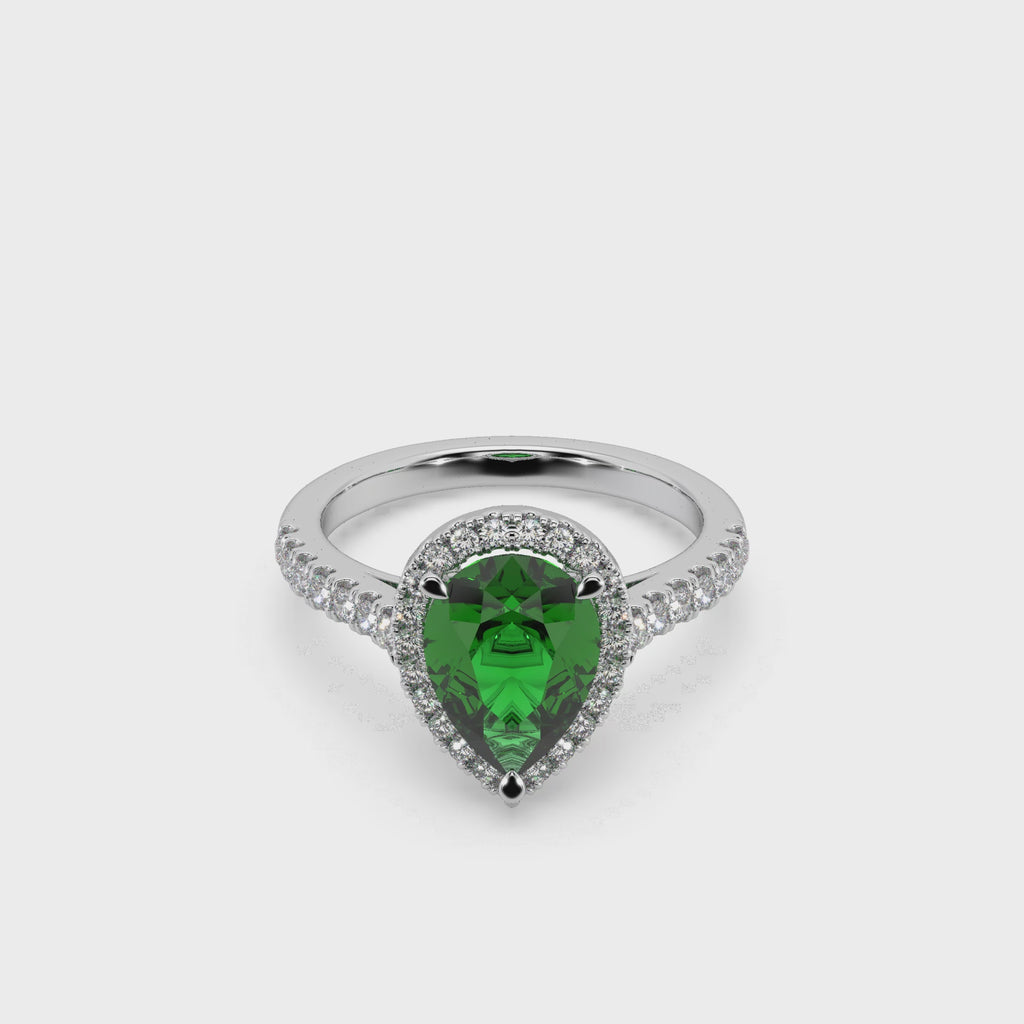 Beautifull 925 Silver And Diamond Green Stone Studded Ladies Ring For Her
