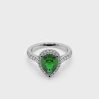 Beautifull 925 Silver And Diamond Green Stone Studded Ladies Ring For Her