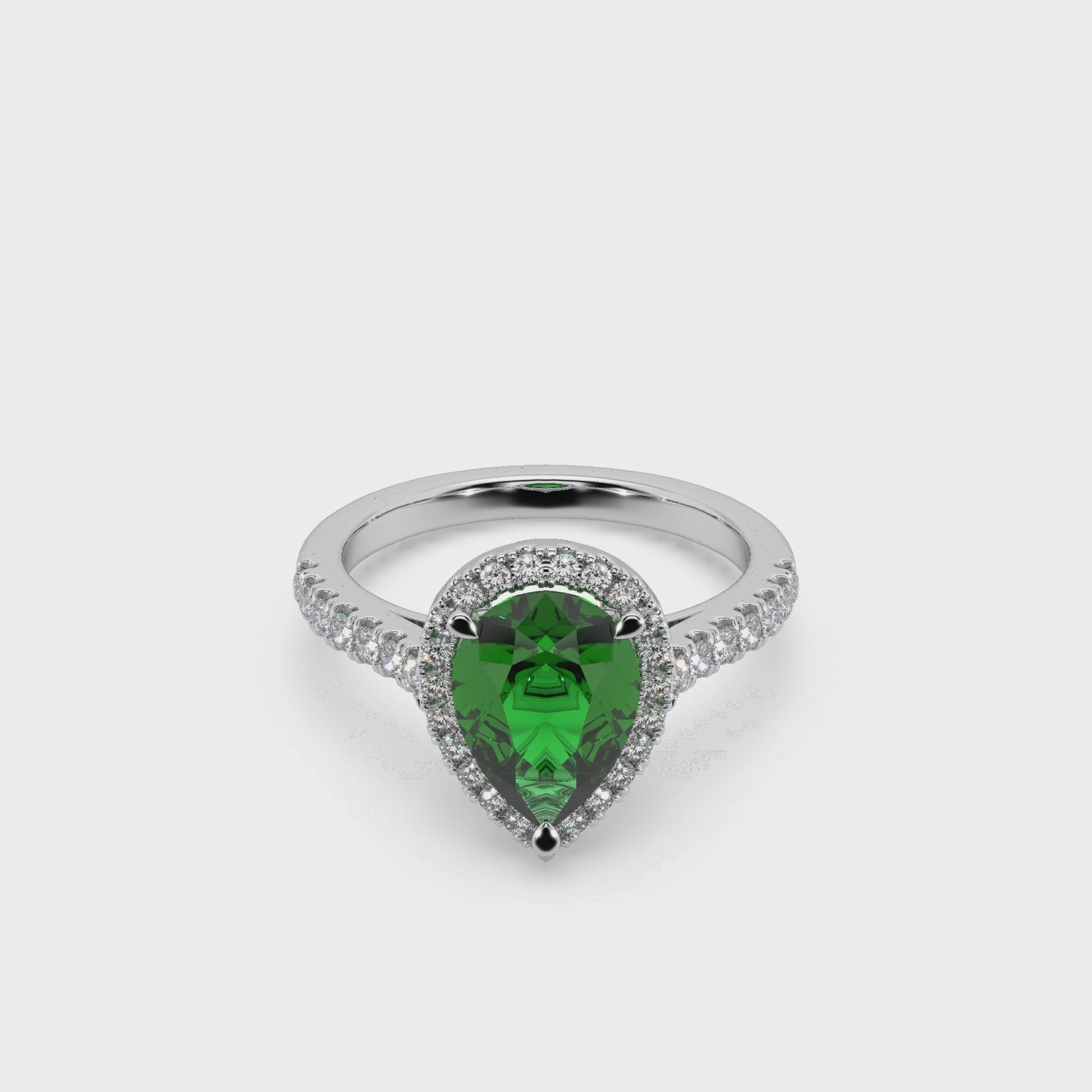 Beautifull 925 Silver And Diamond Green Stone Studded Ladies Ring For Her