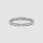 Guru Jewel's Alluring Emerald Diamond Studded Silver Tennis Bracelet
