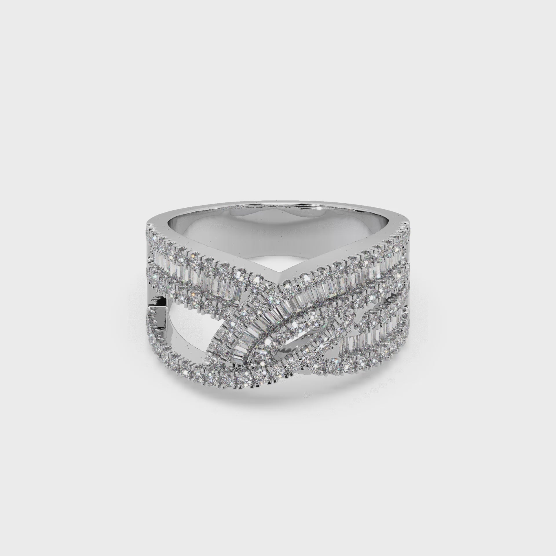Exclusive Channel-Set Bugette 925 Silver And Diamond Studded Ladies Ring For Her