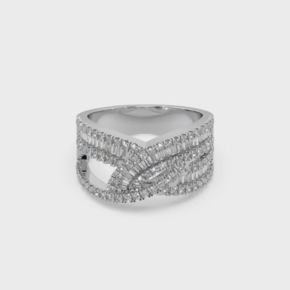 Exclusive Channel-Set Buguette 925 Silver Moissianite Ladies Ring For Her