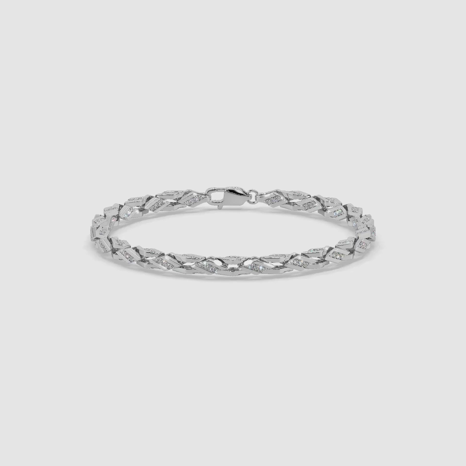 Guru Jewel's Exclusive Round Diamond Studded Tennis Silver Bracelet