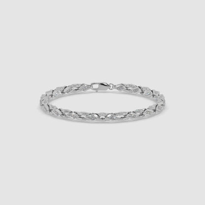 Guru Jewel's Exclusive Round Diamond Studded Tennis Silver Bracelet