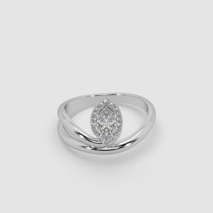 Guru Jewel's Exclusive Fancy Marquise And Round Diamond Studded Silver Ring For Her