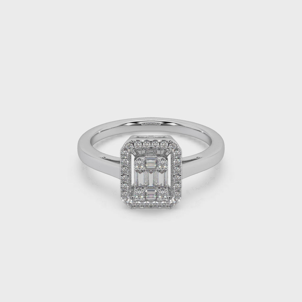 Devastating 925 Silver And Round Diamond Studded Ladies Ring For Her