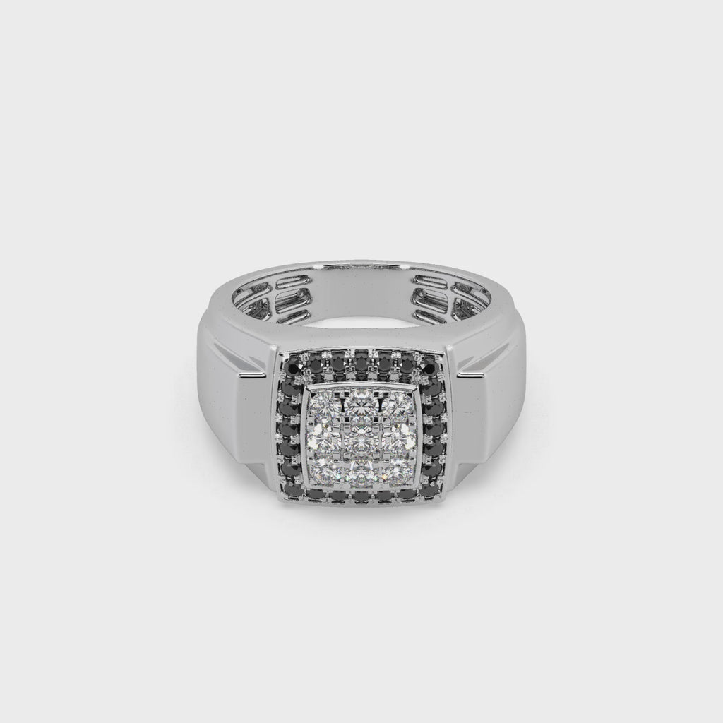 Black Diamond 925 Silver With Diamond Studded Gents Ring For Him