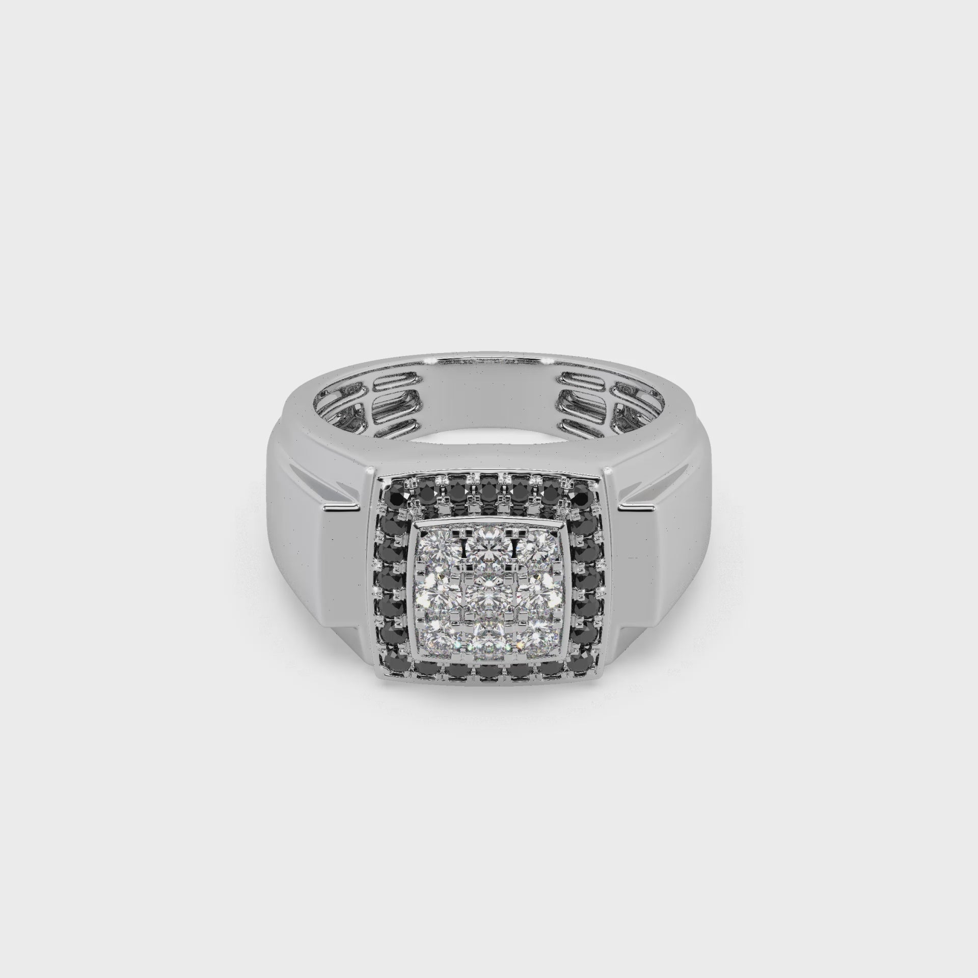 Black Diamond 925 Silver With Diamond Studded Gents Ring For Him