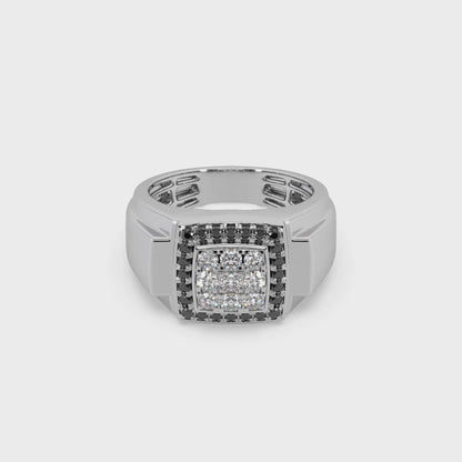 Black Diamond 925 Silver Moissanite  Studded Gents Ring For Him