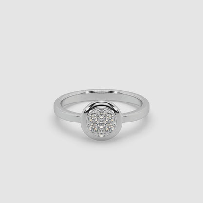 Guru Jewel's Round Diamond Studded Fascinating Silver Ring For Her