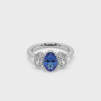 Exclusive Oval Shape Stone 925 Silver And Fancy Diamond Studded Ladies Ring For Her