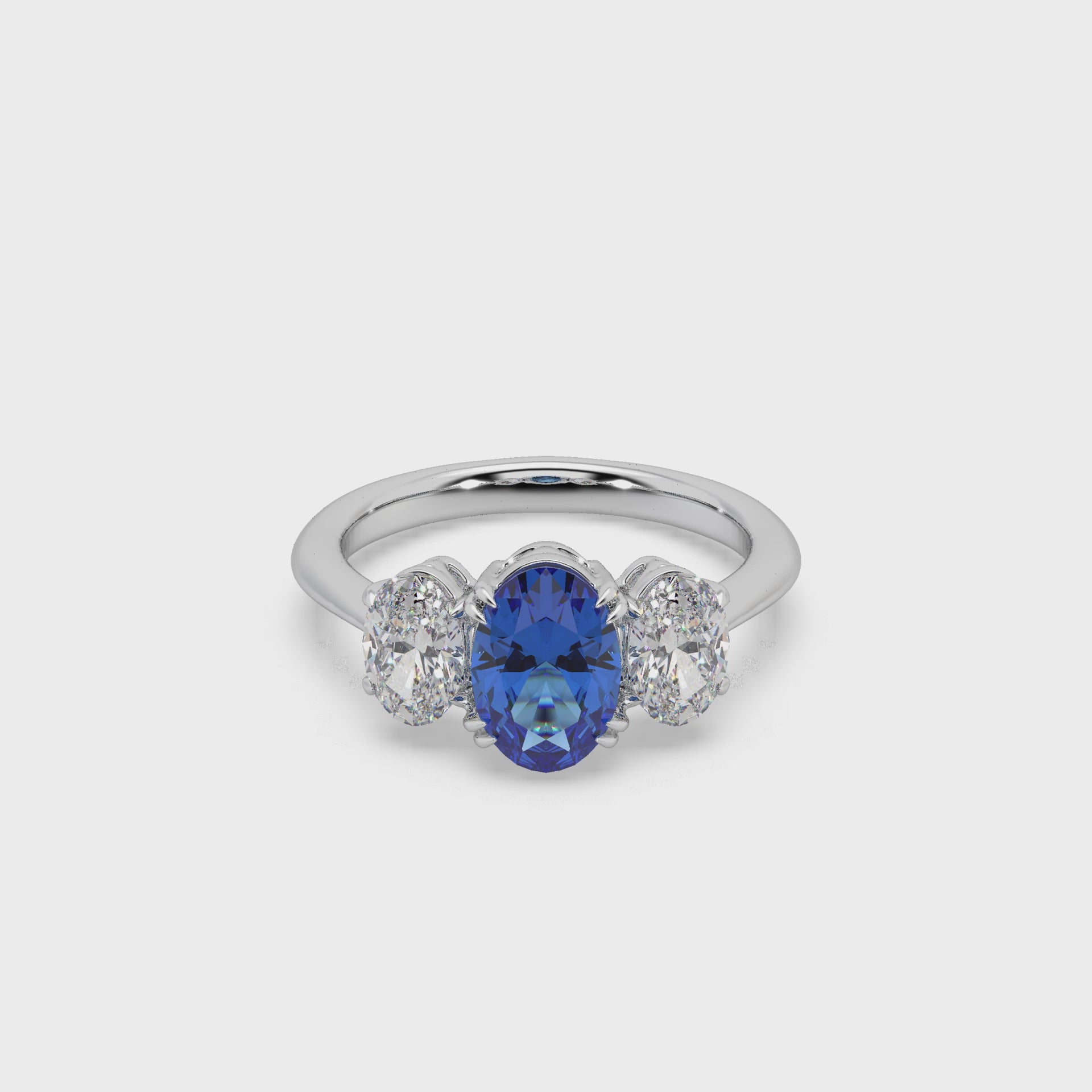 Exclusive Oval Shape Stone 925 Silver And Fancy Diamond Studded Ladies Ring For Her