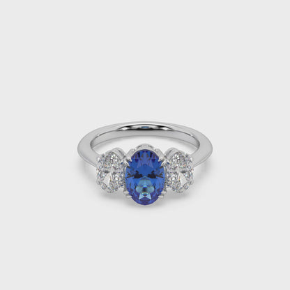 Exclusive Oval Shape Stone 925 Silver Moissanite Studded Ladies Ring For Her