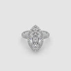 Guru Jewel's Fancy Marquise And Round Diamond Studded Captivating Silver Ring For Her