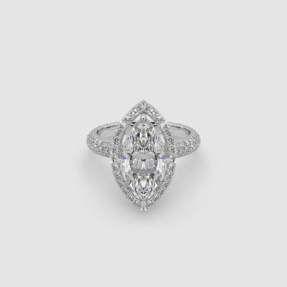 Guru Jewel's Fancy Marquise And Round Diamond Studded Captivating Silver Ring For Her