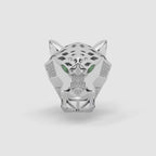 Guru Jewel's Astonishing Panther Style Round Diamond Studded Silver Ring For Him