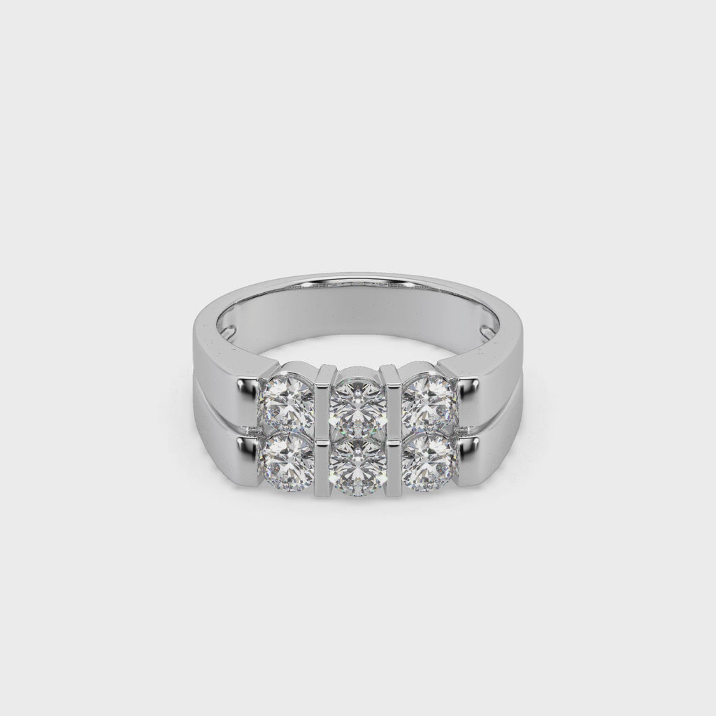 Astonishing Silver 925 Round Diamond Studded Gents Ring For Him