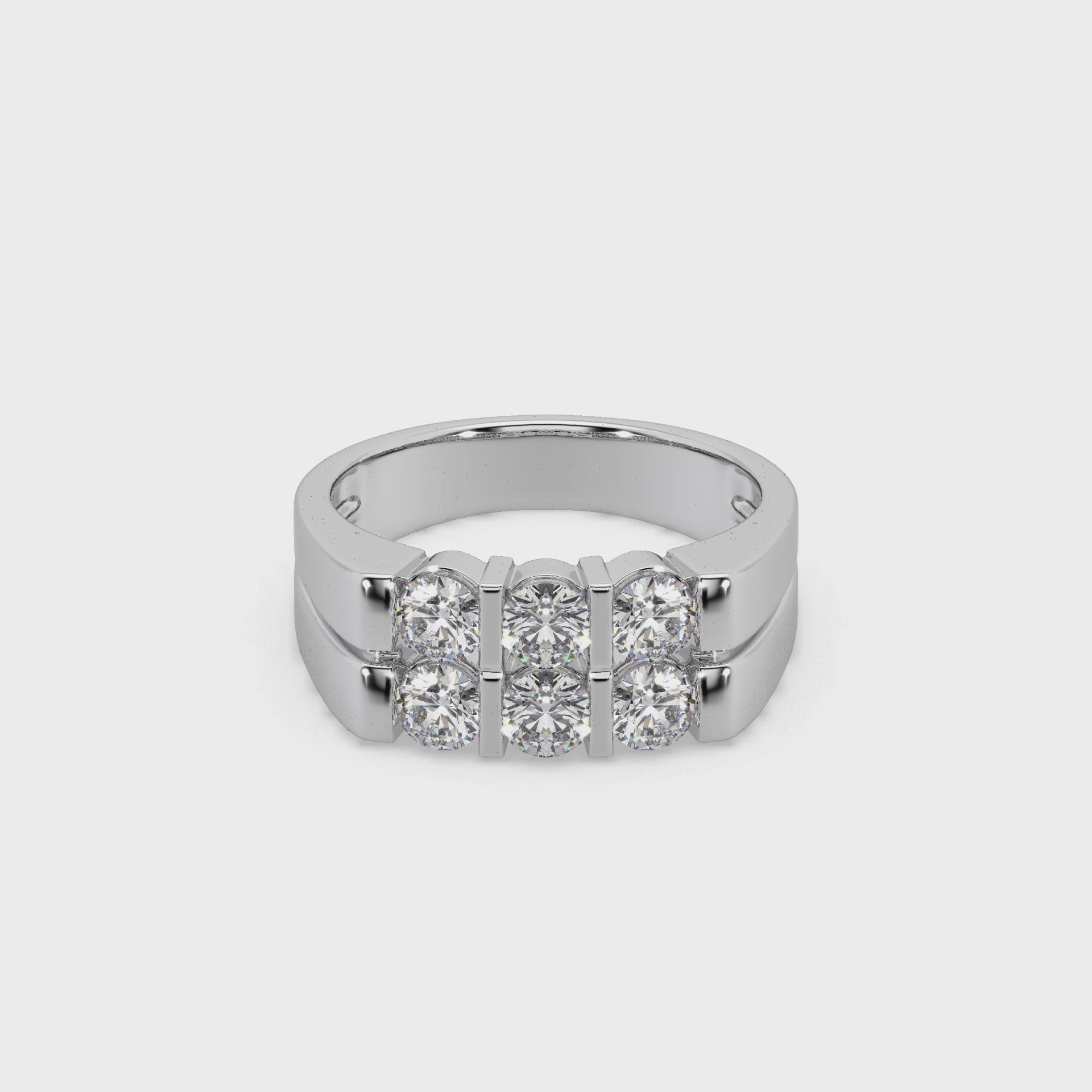Astonishing Silver 925 Round Diamond Studded Gents Ring For Him