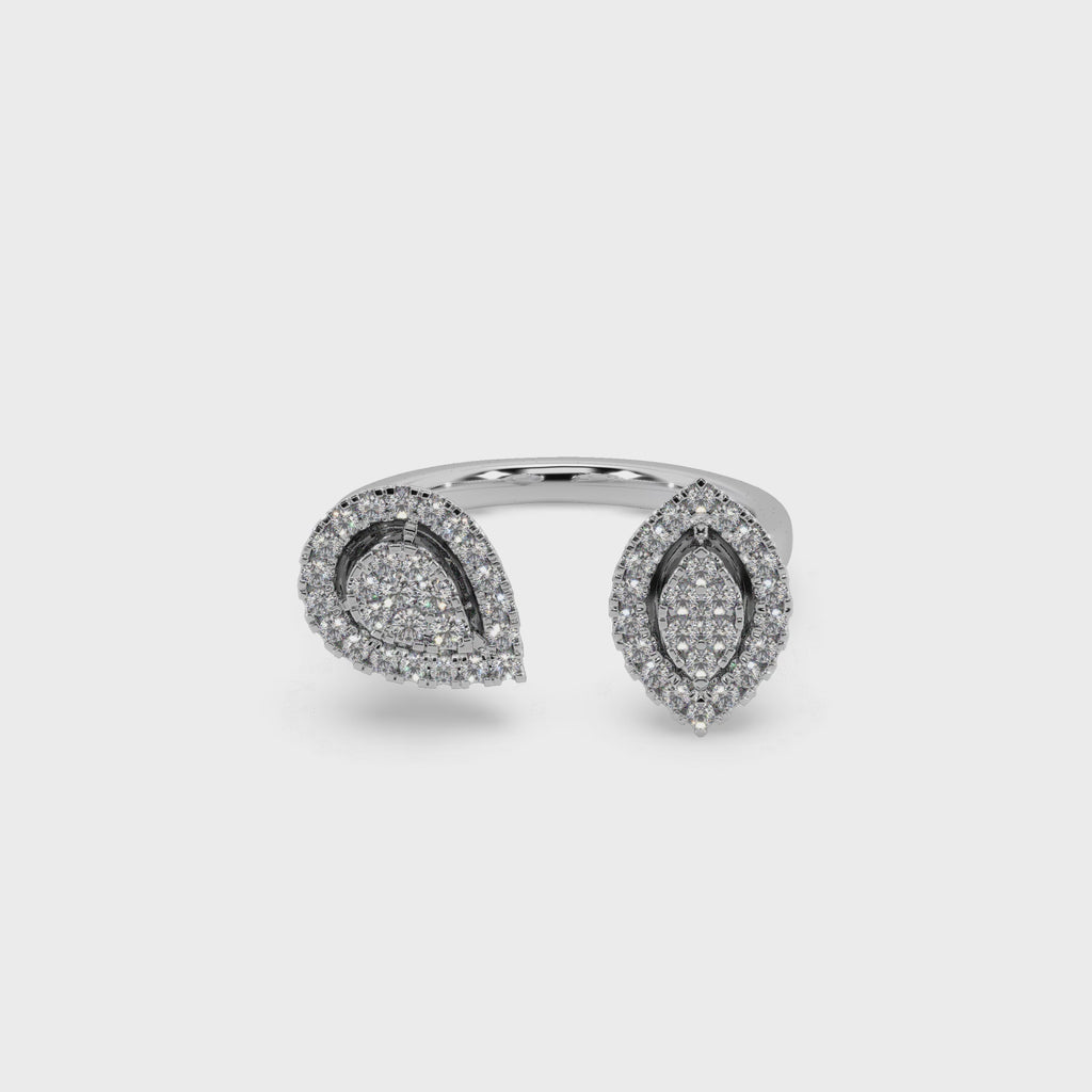 Attractive Twin Style 925 Silver And Diamond Studded Ladies Ring For Her