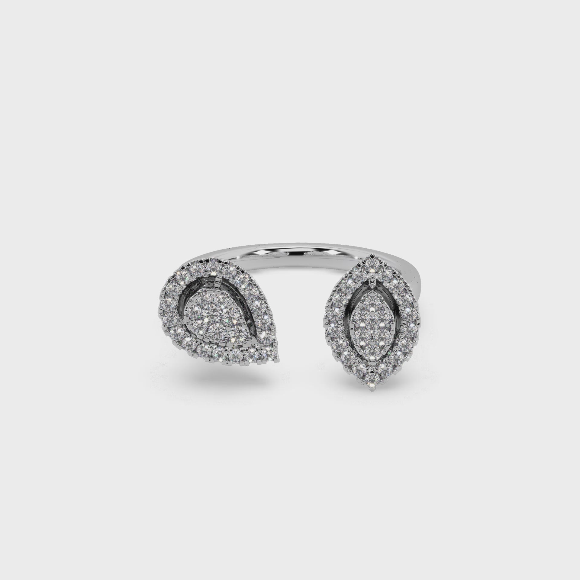 Attractive Twin Style 925 Silver And Diamond Studded Ladies Ring For Her