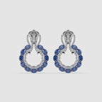 Guru Jewel's Blue Sapphire And Diamond Studded Silver Earrings For Her