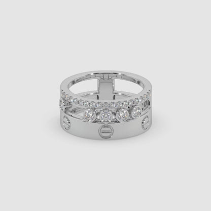 Guru Jewel's Round Diamond Studded Fashion Silver Ring For Her