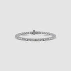 Guru Jewel's Attractive 3.80 MM Round Solitaire Diamond Studded Silver Tennis Bracelet