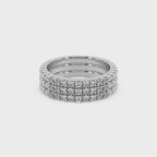 Glamorous 3 Band 925 Silver And Round Diamond Studded Ladies Ring For Her