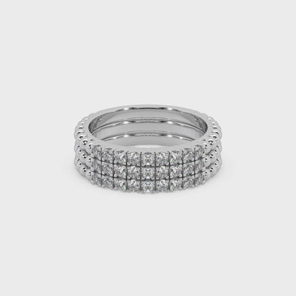 Glamorous 3 Band 925 Silver Moissanite Studded Ladies Ring For Her