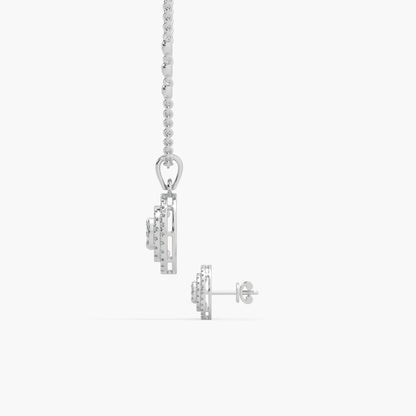 Guru Jewel's Diamond Studded Exclusive Silver Pendant Set For Her