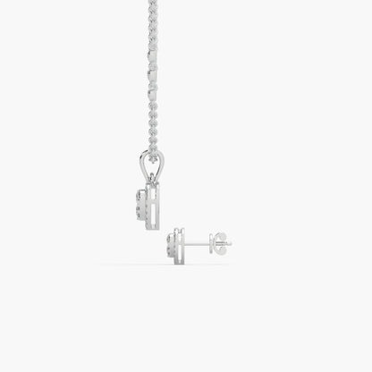 Guru Jewel's Astonishing Round Diamond Studded Silver Pendant Set For Her