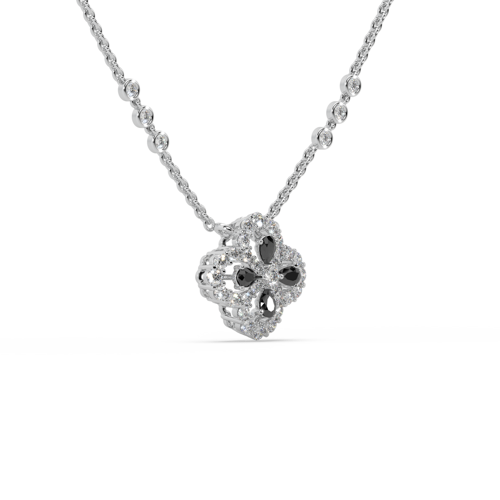 Fascinating 925 Silver And Round Diamond And Black Stone Studded Only Pendent
