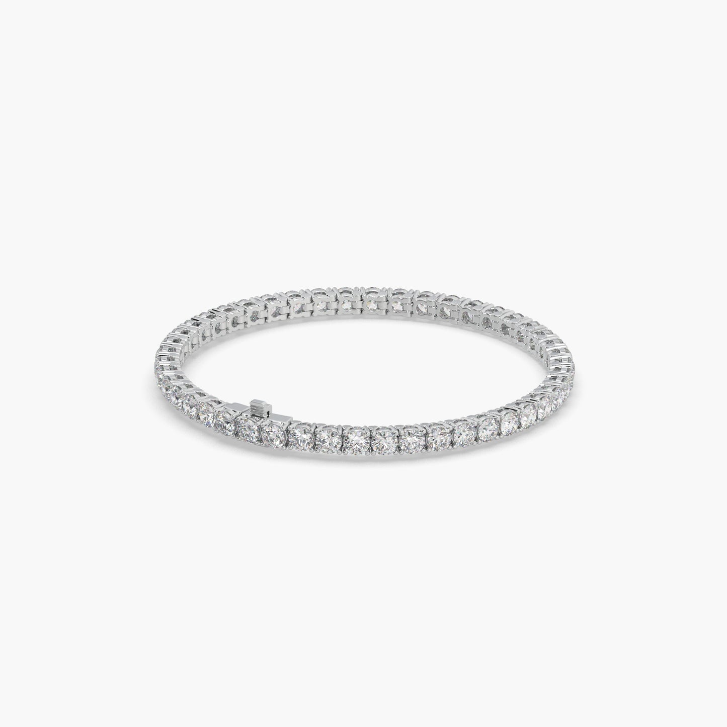 Guru Jewel's Attractive 3.80 MM Round Solitaire Diamond Studded Silver Tennis Bracelet