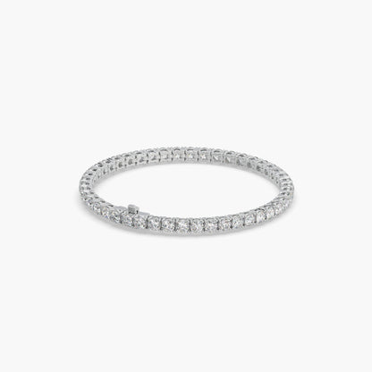 Guru Jewel's Attractive 3.80 MM Round Solitaire Diamond Studded Silver Tennis Bracelet