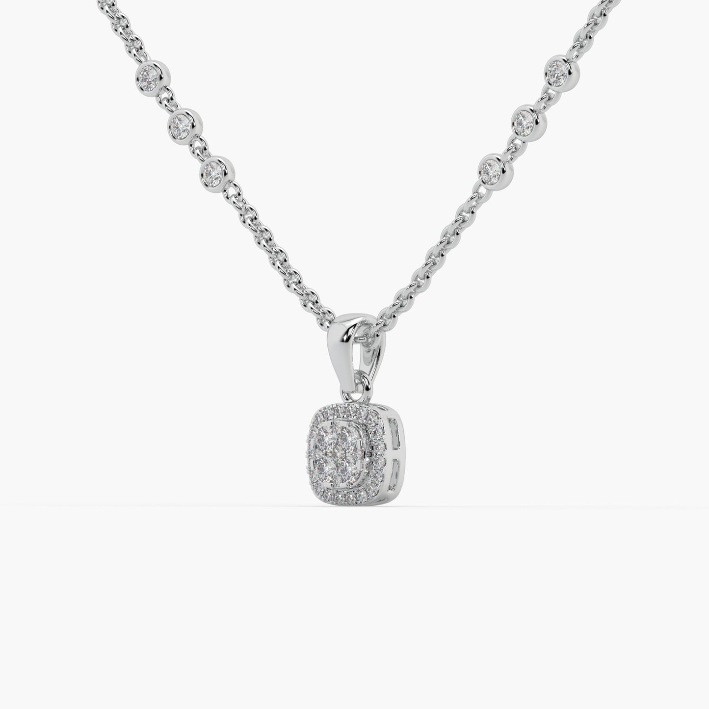 Guru Jewel's Impressive Diamond Studded Silver Only Pendant For Her