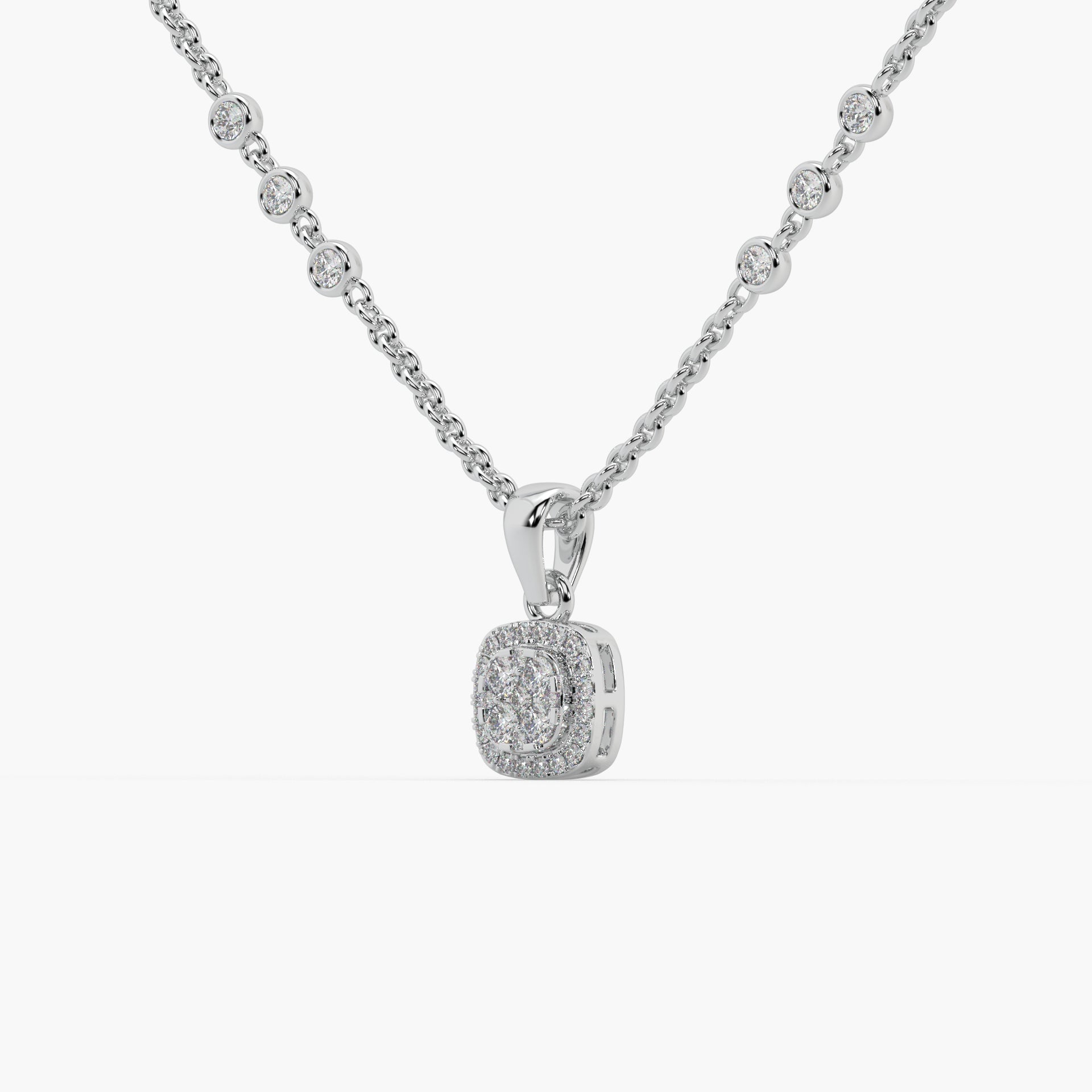 Guru Jewel's Impressive Diamond Studded Silver Only Pendent For Her