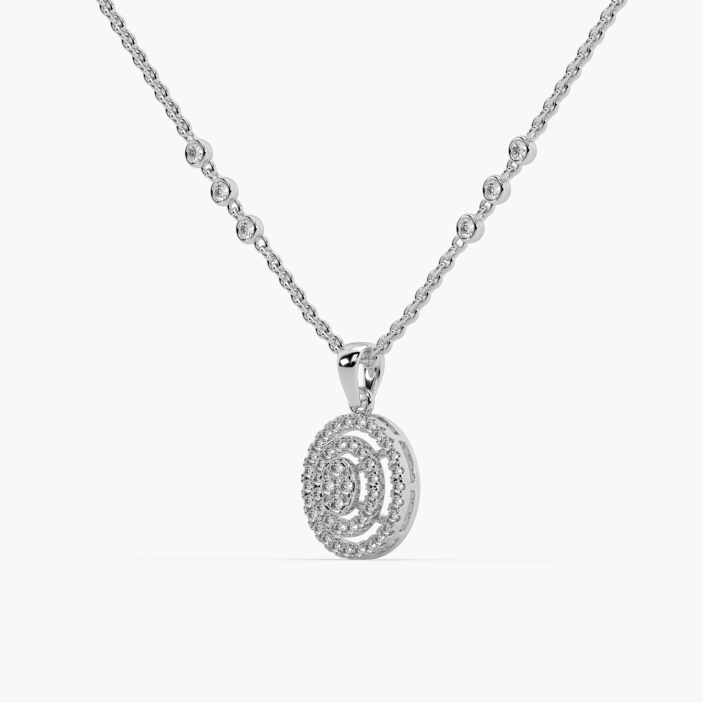 Guru Jewel's Prepossessing Diamond Studded Silver Only Pendant For Her