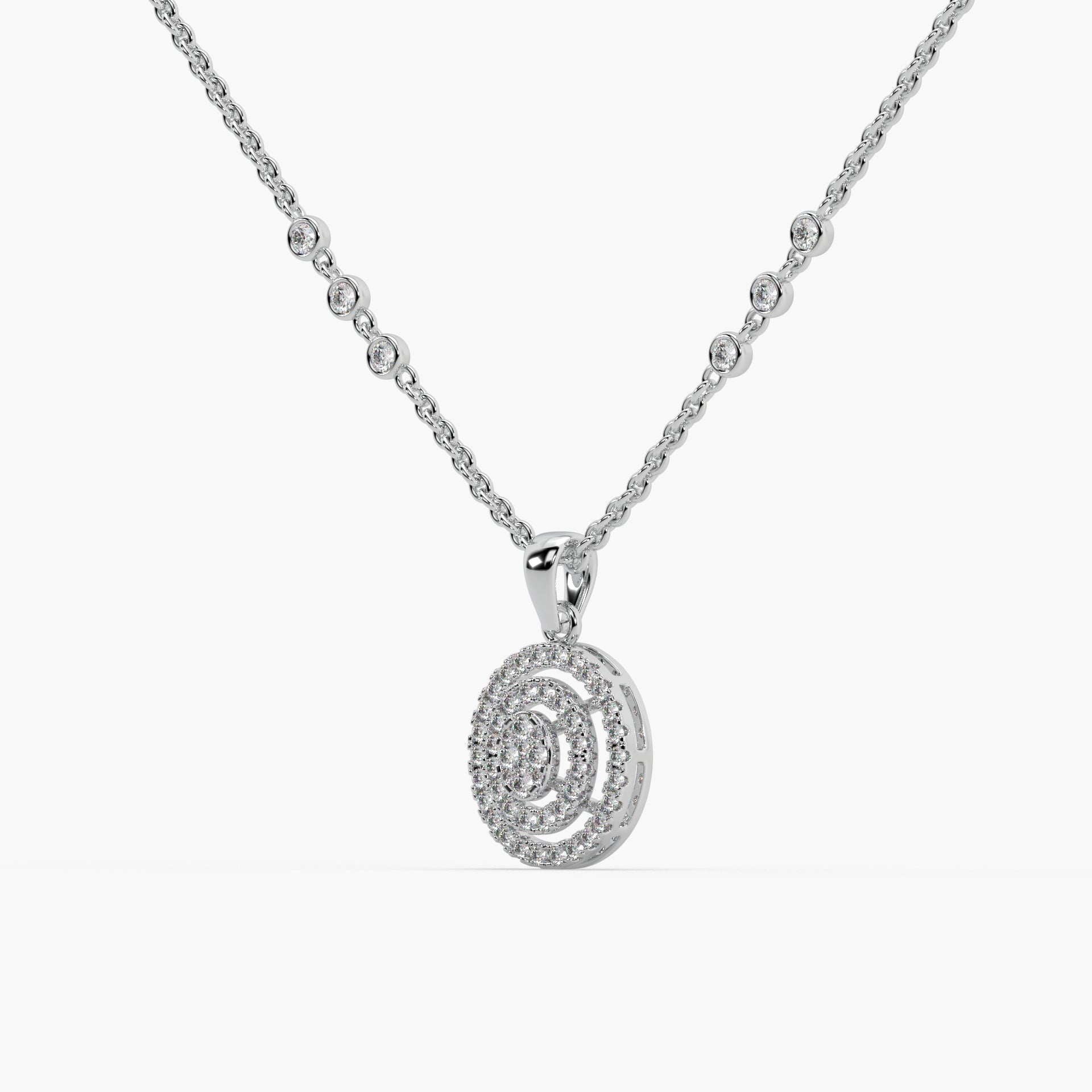 Guru Jewel's Prepossessing Diamond Studded Silver Only Pendent For Her