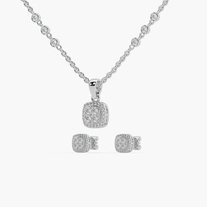Guru Jewel's Diamond Studded Silver Pendant Set For Her