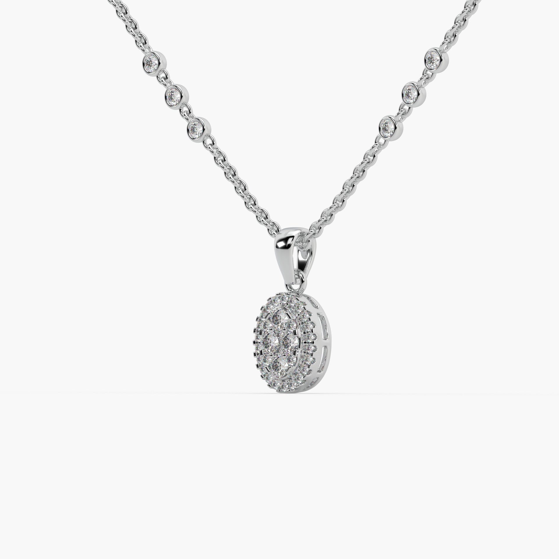 Guru Jewel's Unique Diamond Studded In Silver Only Pendent For Her