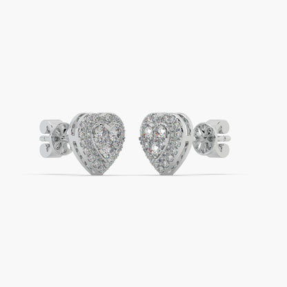 Guru Jewel's Attractive Heart Shaped Diamond Studded In Silver Earrings For Her