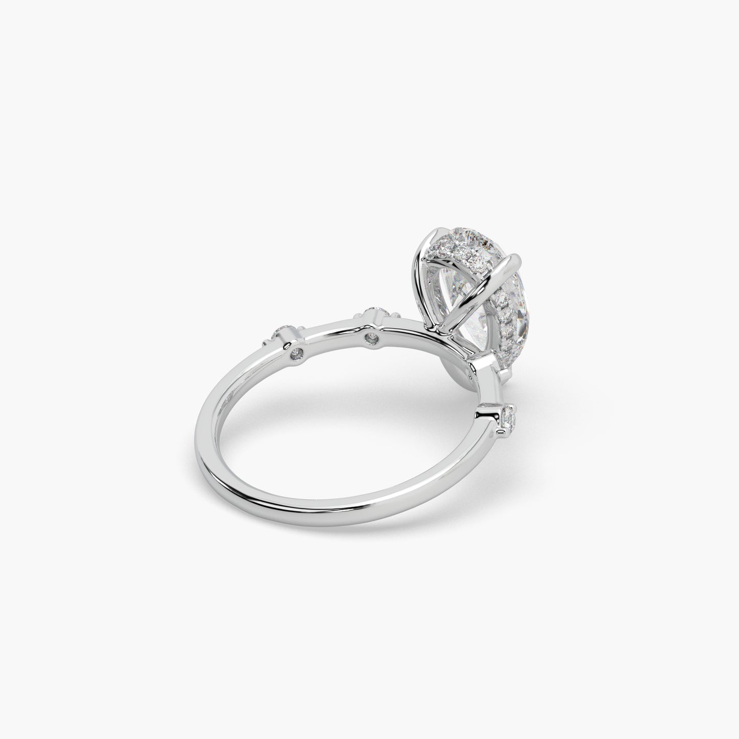 Guru Jewel's Fancy Pear And Round Shaped Diamond Studded Silver Ring For Her