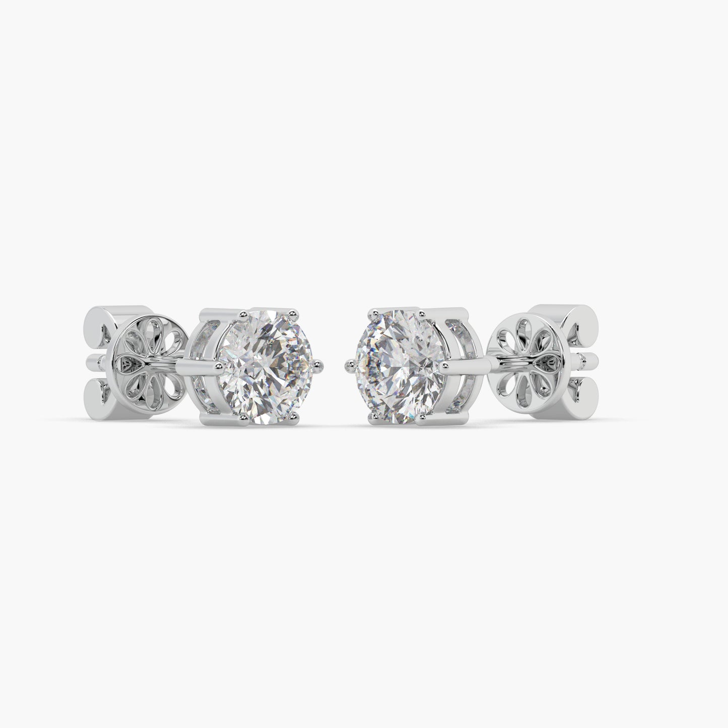 Guru Jewel's Round Solitaire Diamond Studded In Silver Stud Earrings For Her