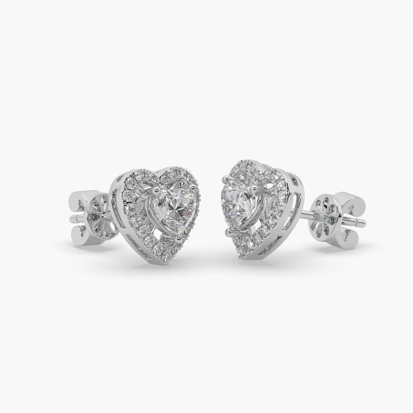 Guru Jewel's Heart Shaped Fancy Diamond Studded Alluring Silver Earrings For Her