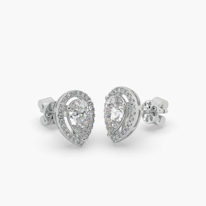 Guru Jewel's Pear Shaped Fancy Diamond Studded Impressive Silver Earrings For Her
