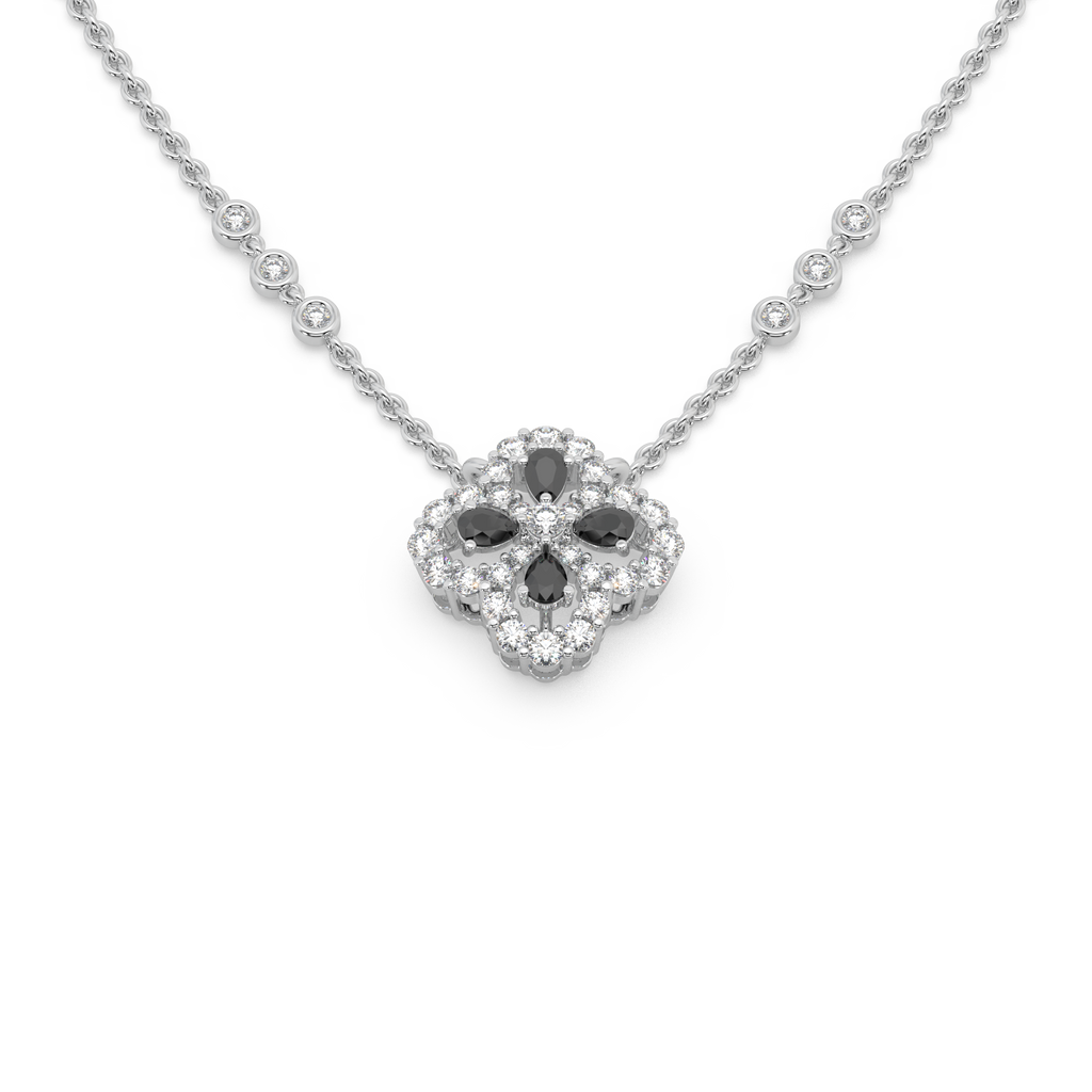 Fascinating 925 Silver And Round Diamond And Black Stone Studded Only Pendent