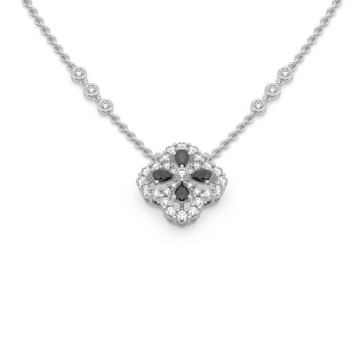 Fascinating 925 Silver And Round Diamond And Black Stone Studded Only Pendant