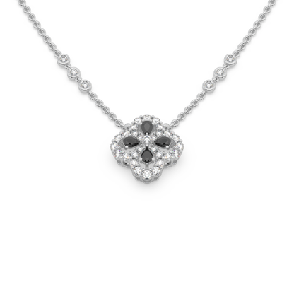 Fascinating 925 Silver And Round Diamond And Black Stone Studded Only Pendant