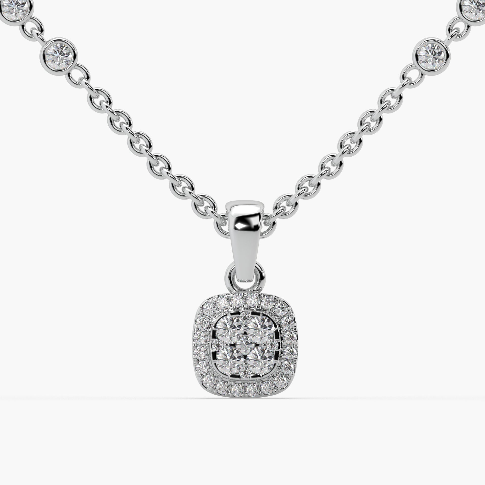 Guru Jewel's Impressive Diamond Studded Silver Only Pendent For Her