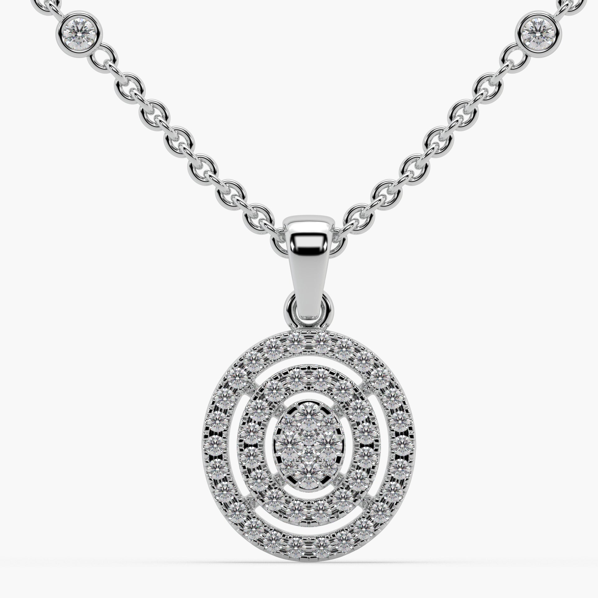 Guru Jewel's Prepossessing Diamond Studded Silver Only Pendent For Her